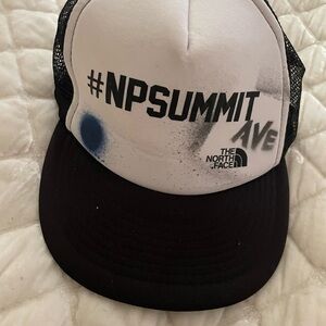 The North Face White and Black Graphic Cap